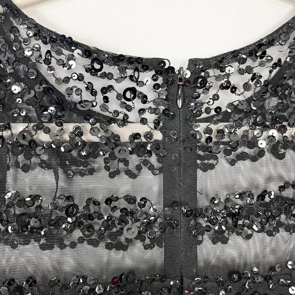 NWT Adrianna Papell Black Short Sleeve Illusion Sequin Bodice Jumpsuit Size 4 - Picture 8 of 12